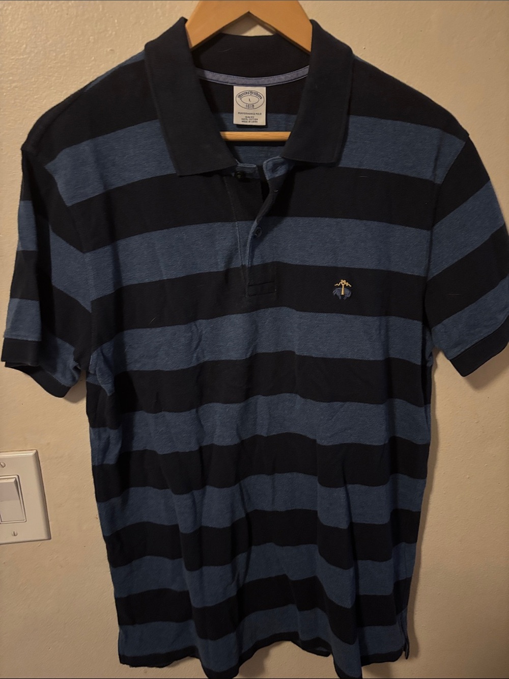 Brooks Brothers Navy and Blue Striped Polo